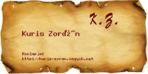 Kuris Zorán névjegykártya